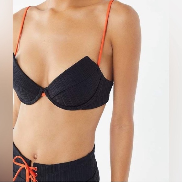 Onia Johanna Top Black Red Spaghetti Underwire Support Bikini Top Size XS NWT - Picture 1 of 8